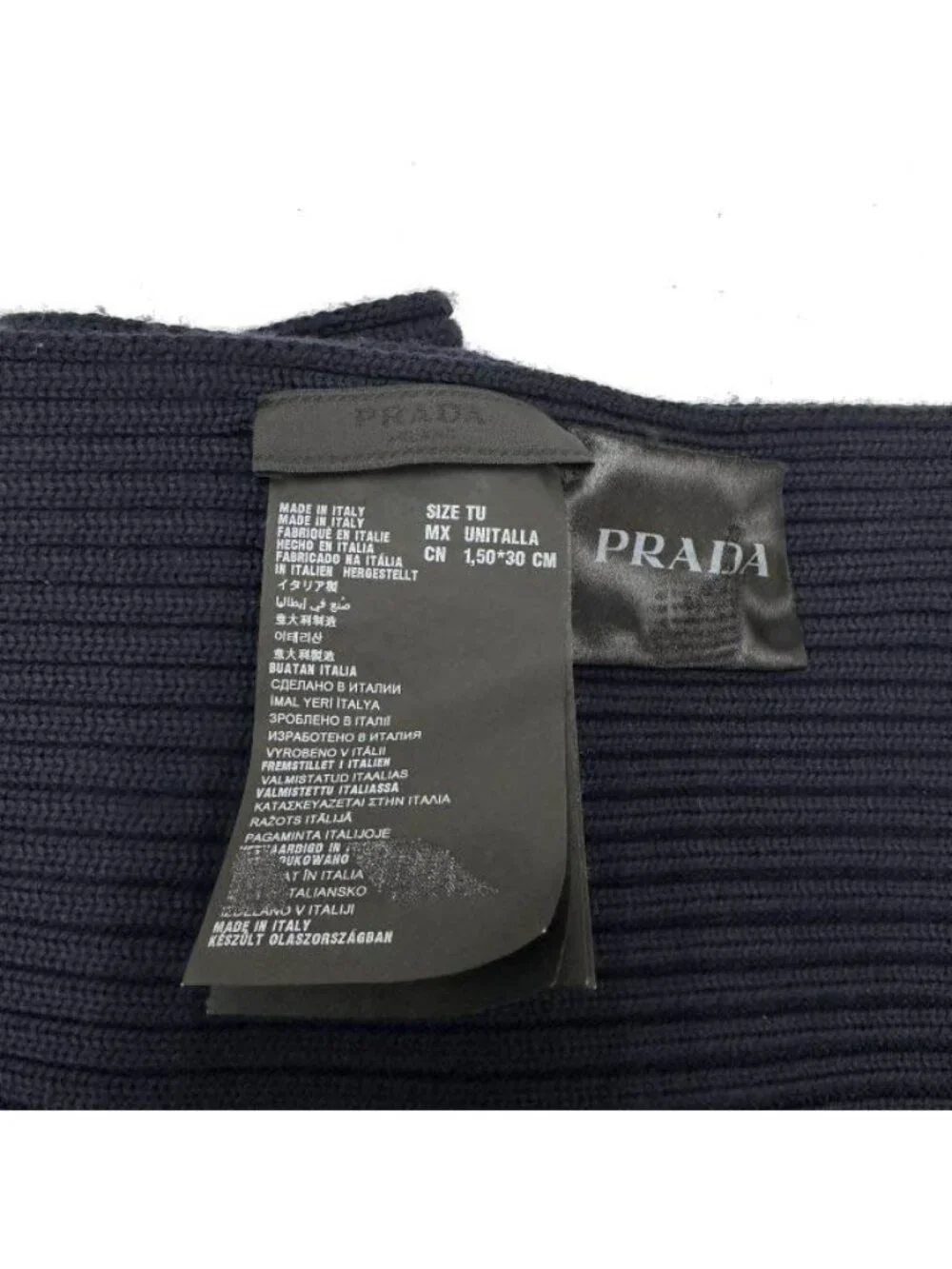 Prada Sports Rubber Logo Rib Scarf Shawl Navy